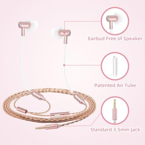 ibrain EMF-Free Air Tube Earbuds – Advanced Noise Cancelling Wired Headphones with Built-in Microphone for Safe and Superior Sound – Ergonomic Comfort for Music and Calls – Sleek Black Aesthetic for Everyday Use