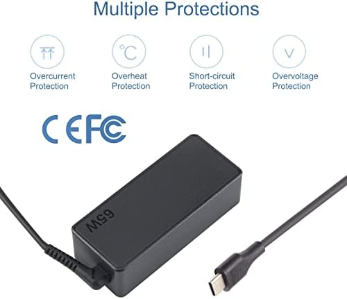 High-Speed 65 W USB-C Replacement Laptop Charger for Lenovo Think Pad, Yoga & Chromebook – Universal Compatibility & Enhanced Performance with 12-Month Warranty, UL Certified Safety, Ideal for T480, T490, E480 Models