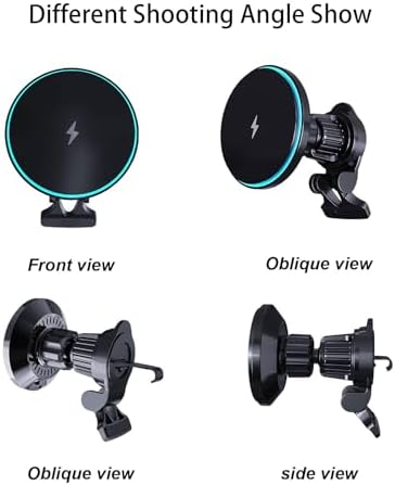 Mag Safe-Compatible 15 W Wireless Car Charger with RGB LED – Magnetic Air Vent Mount for i Phone 12/13/14/15/16 Series, Hands-Free Phone Holder for Enhanced Driving Convenience and Style