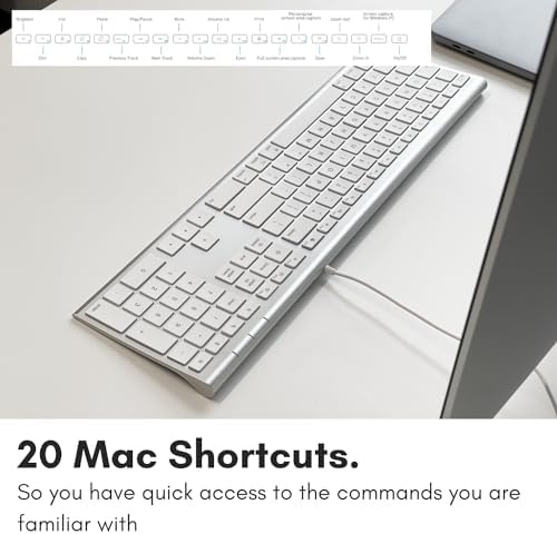 Transform Your Workspace with the Macally Slim USB Wired Keyboard – Perfect for Mac & Windows Users, Featuring 110 Scissor Switch Keys and Numeric Keypad for Ultimate Efficiency! Enjoy Seamless Typing with 20 Custom Shortcuts and Hassle-Free USB Plug-and-Play Setup – Ideal for Professionals and Everyday Tasks!