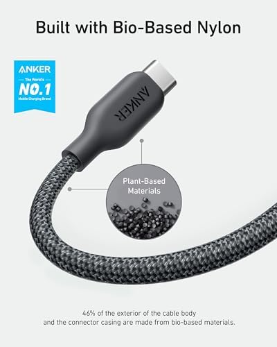Anker Eco-Friendly Bio-Braided USB A to USB C Charger Cable – Durable 6 FT Fast Charging Solution for Samsung Galaxy Note Series & LG V30 (2 Pack) – Optimal Performance & Modern Design