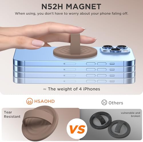 Upgraded Magnetic Phone Grip for i Phone: Premium Silicone Loop Holder with Mag Safe Compatibility – Ergonomic 360-Degree Stand, Non-Slip Design in Sleek Black for Enhanced Comfort and Secure Handling on i Phone 16/15/14/13/12 Pro Max/Plus
