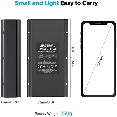 NASTIMA 12 V 6000 m Ah Lithium Iron Phosphate Power Bank – Versatile Multi-Output Portable Charger with 14.6 V 1.5 A Charger, 2000 Charge Cycles, Ideal for LED Strips, CCTV Cameras, and Mobile Devices – Reliable Energy for Outdoor Adventures and Daily Use