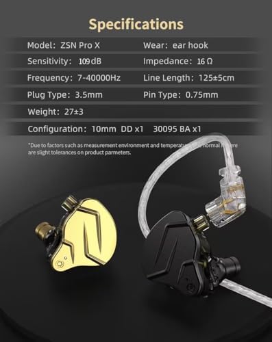 KZ ZSN Pro X Dual Driver Earphones – High-Fidelity Wired Gaming and Sports Earbuds with Noise-Canceling Features for Phones, Computers, and Tablets – Ergonomic Design for Ultimate Comfort and Enhanced Audio Experience