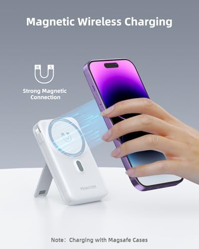 Revolutionary Magnetic Power Bank – 10000 m Ah Wireless Charger with Integrated Cables & AC Plug – 22.5 W PD Fast Charge for i Phone 16/15/14 Series, Samsung S22/S21, Google Pixel – Compact Travel Essential with Smart LED Display and Versatile Foldable Stand for Ultimate Convenience