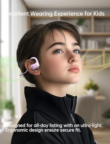 Ultra-Lightweight Kids Bluetooth Headphones – Vibrant Blue Air Conduction Design with IPX5 Waterproofing, 15-Hour Playtime, and Safe Listening Technology for School and Outdoor Fun – Perfect for Active Kids and Young Adventurers