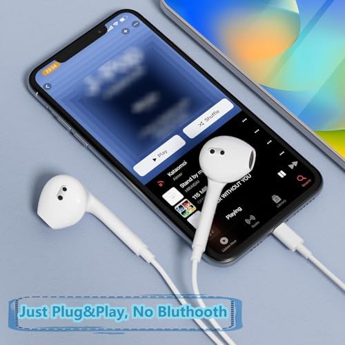 Enhance Your Sound Journey with i Phone-Compatible Wired Earbuds Featuring Lightning Connector – Superior Comfort and Built-in Microphone for Hands-Free Calls – Perfect for Daily Use, Commuting, and Crystal-Clear Audio – Durable Design Ensures Long-Lasting Performance and All-Day Comfort – Seamless Control for Music Playback and Volume Adjustment Across i Phone Models 14, 13, 12, 11, XR, XS, X, 8, SE, Pro, Pro Max – Immerse Yourself in Rich Sound Quality Without Bluetooth Hassles – Ideal Solution for Music Lovers and On-the-Go Professionals Seeking Reliable Connectivity and Ergonomic Fit.