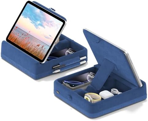 KDD Multifunctional Tablet Pillow Stand – Adjustable Foldable i Pad Holder for Bed, Lap, and Desk with Soft Pad Dock and Stylus Storage – Compatible with i Pad Pro (12.9, 10.5, 11), Air, Mini, Phones, and Books – Ultimate Comfort and Versatility for Hands-Free Use