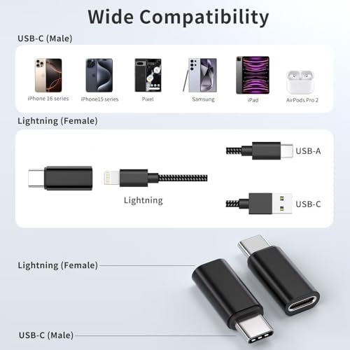 Premium 4-Pack Lightning to USB C Adapters for i Phone 15/16 and Galaxy S24 – Fast Charging & Data Sync Solutions for Seamless Connectivity, Compact Design, and Enhanced Durability – Essential Accessory for Modern Devices