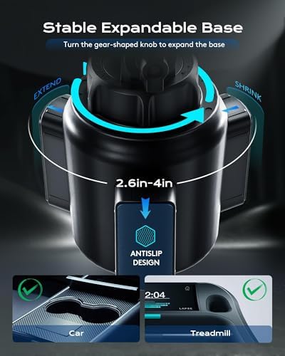 Magnetic Cup Phone Holder Car Wireless Charger for MagSafe, 15W Fast Charging Car Mount Stand for iPhone 16 Pro Max/15/14/13/12, Cupholder Expander, LED Light Ring, Strong N52 Magnets – Enhanced Compatibility and Speed