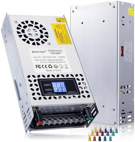 High-Performance 600 W Adjustable 24 V DC Power Supply with LED Display – Ultimate Versatile Switching Converter for 3 D Printers, CCTV Systems, and Lab Equipment – Dual Input (AC 110 V/220 V) with Multiple Output Options (5 V, 10 V, 12 V, 24 V) for Enhanced Compatibility and Efficiency