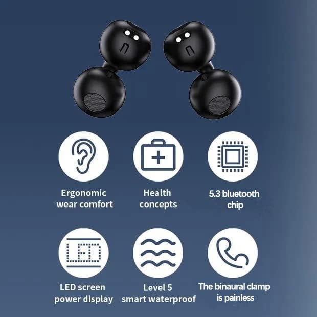 Air52 Open Ear Bluetooth 5.3 Sport Earbuds – Waterproof Wireless Headphones with 16-Hour Playtime, Lightweight Clip-On Design, LED Battery Display for Active Lifestyles – Perfect for Jogging and Cycling
