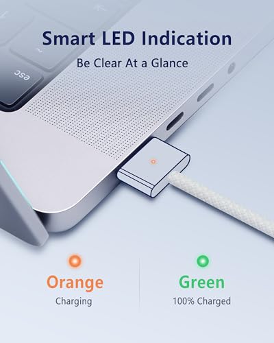 Zeit Nah 140 W USB-C to Magnetic 3 Charging Cable for Mac Book Pro & Air – 2 m Length for Rapid Power Delivery, Enhanced Durability, and Ultimate Convenience in Charging Solutions