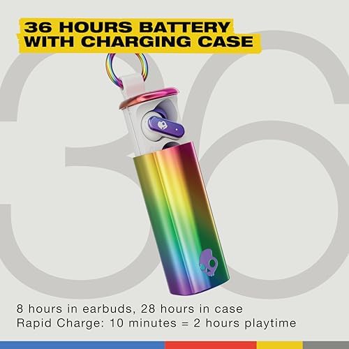 Skullcandy Dime Evo Wireless Earbuds – Premium Bluetooth Headphones with 36-Hour Battery, Noise Isolation for Superior Sound Quality, Hands-Free Microphone & Compact Clip Case – Ideal for i Phone & Android Users – Bone Color