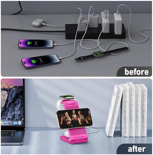 Innovative 3-in-1 Magnetic Wireless Charging Station – Premium Foldable Dock for i Phone 16/15/14/13/12, Apple Watch Ultra/Series 9-2, and Air Pods – Ultimate Travel-Friendly Power Hub with Superior Rapid Charging for Tech Savvy Professionals and On-the-Go Users