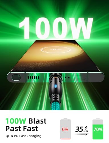 VAFOTON USB C Magnetic Charging Cable 100W (2Pack, 3.3ft/6ft), 9Pin Magnetic Charger Cable/360&180 Rotation Magnet Phone Charger/Type C Data Cable for Ma-Book/Pad Series, Samsung Galaxy – Enhanced Compatibility and Speed