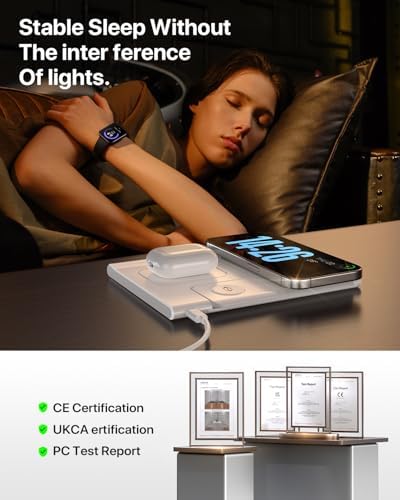 EXW 2024 Premium 3-in-1 Charging Station for Apple: Fast Wireless Charger for i Phone 16, 15, 14, 13, 12, 11 Pro Max, XR, XS & Air Pods with Apple Watch Dock – Streamline Your Charging Experience & Optimize Space with Enhanced Compatibility (Adapter Not Included)