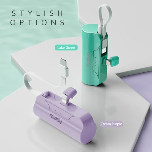 Miady 2-Pack 5000 m Ah Portable Power Bank for i Phone: Fast Charging, Compact Battery Pack Compatible with i Phone 14/13/12/11 and More – Dual Design for Ultimate Convenience and Dependability in Black & White