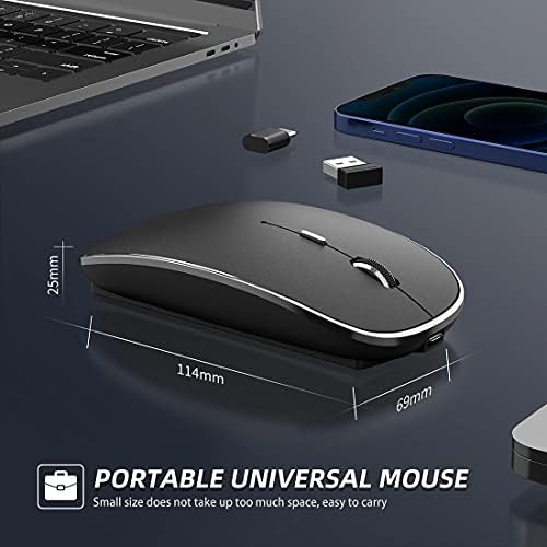 Elevate Your Computing Experience with the Q23 S Black Wireless Mouse – Rechargeable, Dual Mode USB-A & Type-C, Silent Operation, and 3 Adjustable DPI for Ultimate Precision and Versatility Across Laptops, Macs, PCs, and Android Devices