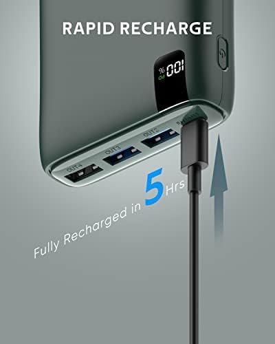 26800 m Ah CONXWAN Portable Power Bank – 22.5 W Fast Charging USB-C Battery Pack with 4 Outputs for i Phone, Android, and Tablets – Essential Travel Charger for On-the-Go Power Solutions in Green
