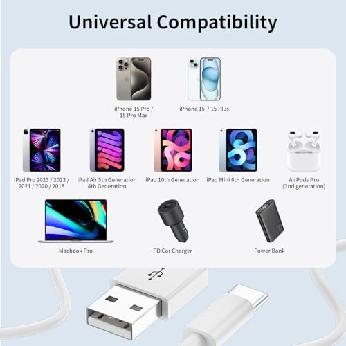 20 W Dual-Port USB-C & USB-A Fast Charging Adapter for i Phone 16/15 Series – Compact Wall Charger with USB A to USB C Cable for Ultimate On-the-Go Power Delivery – Ideal Home & Travel Charging Solution for Busy Lifestyles