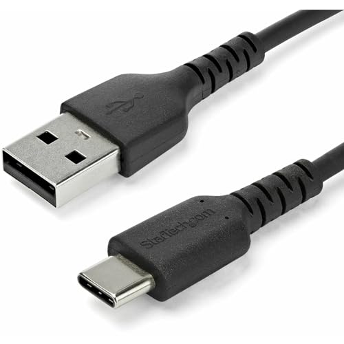 Durable 20-Inch Coiled USB A to C Charging Cable – Heavy-Duty USB 2.0 Fast Charge & Sync Cable, Sleek Black Design for Enhanced Portability and Compatibility with All Devices