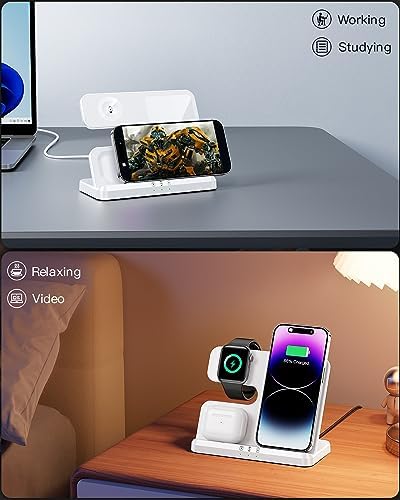Optimized 3-in-1 Wireless Charging Station for Apple Devices – Fast and Efficient Charger for i Phone 11-16, Apple Watch & Air Pods – Sleek Multi-Device Dock with Enhanced Safety Features for Tangle-Free Power Solutions