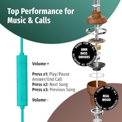 Elevate Your Audio Experience with Symphonized Premium Wooden Wired Earphones – USB C, Deep Bass & 3 D Sound, Enhanced Noise Cancellation (90%) for i Phone 15-16 & Android Devices – Perfect for Music Lovers and Professionals Seeking Superior Sound Quality