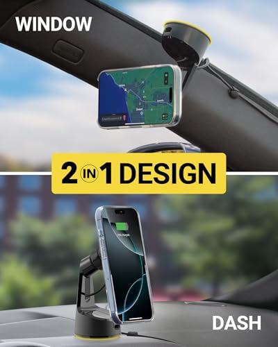 Scosche MPQMD-SP Magic Mount Charge Pro: Advanced 15 W Qi2 Fast Wireless Charging Mag Safe Car Mount for i Phone 16/15/14/13/12 Pro Max Plus – Sleek Dashboard Magnetic Holder for Effortless Charging and Driving Efficiency