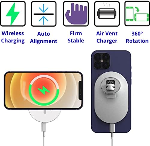 Aporia Mag Safe Car Cup Holder Charger – 15 W Fast Wireless Charging Mount with Adjustable Arm & 360° Rotation for i Phone 12+ | Ultimate Driving Accessory for Effortless Connectivity and Enhanced Convenience on the Road