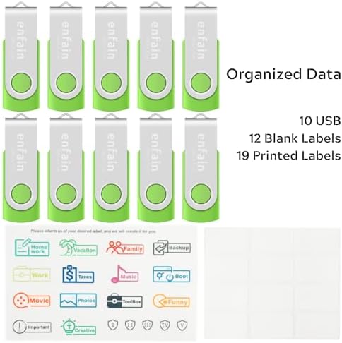 Enfain 10-Pack Red USB Flash Drives 16 GB – High-Speed USB 2.0 Memory Sticks with LED Indicator & 12 Labels for Easy Organization – Reliable & Portable Data Storage Solution for Professionals and Students