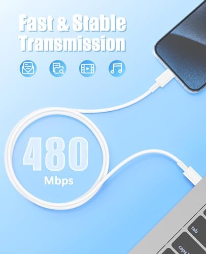 6 Pack MFi Certified 3 FT i Phone Car Charger Cords – High-Speed USB-A to Lightning Charging Cables for i Phone 14/13/12/11 Pro Max/XS/XR/X/8/7 Plus – Durable, Flexible, and Perfect for On-the-Go Charging