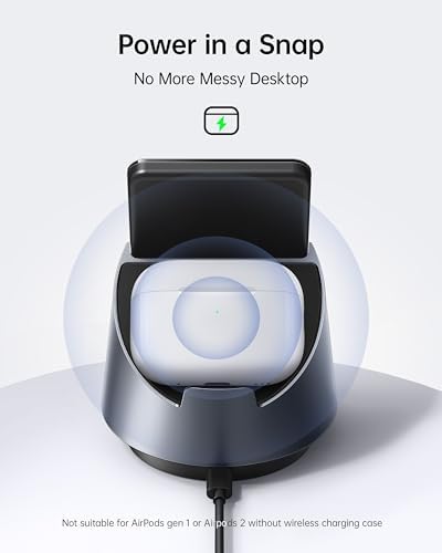 Revolutionary 3-in-1 Wireless Charging Station for Apple Devices – Fast Charging Hub for i Phone 15, 14, 13, 12, 11 Pro Max Plus, Apple Watch Series 1-9/Ultra, and Air Pods with Adjustable RGB Lighting and Rotating Design for Optimal Convenience and Enhanced Compatibility