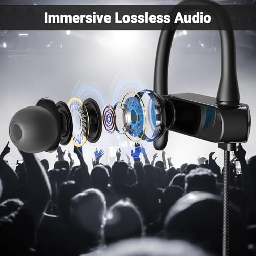 ACAGET 3.5 mm Wired Sports Earbuds with Secure Over-Ear Hooks – Premium Noise-Canceling Headphones for Active Lifestyles – Immerse in Enhanced Bass Audio – Ideal for Gym Workouts, Running, and Office Environments