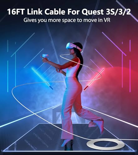 Elevate Your VR Experience with YRXVW 10 FT Link Cable – Premium USB-C Charging & High-Speed Data Transfer for Meta/Oculus Quest 3 S, Quest 3, Quest 2/Pro, and PICO 4 Headsets – Uninterrupted Gaming Freedom, Enhanced Compatibility, and Long-Lasting Durability
