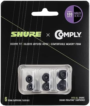 Transform Your Listening Experience with Shure Comply Foam Sleeves 100 Series – Ultra-Comfort Memory Foam Ear Tips for Enhanced Sound Isolation – 6-Pack (Medium Size) – Perfect Replacement Earbud Accessories for Optimal Fit and Immersive Audio Performance