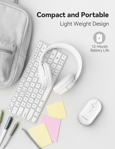TECKNET Dual Mode Bluetooth Mouse – Compact Portable Wireless Mouse with Silent Clicks for Laptops & Desktops | Seamless Bluetooth 3.0/5.0 & 2.4 GHz USB Connectivity | Ergonomic Design for PC, Chromebook & Mac Users – Sleek Grey Finish for Ultimate Style and Comfort