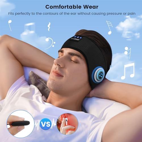 Revolutionary Wireless Sleep Headband with HD Sound: Ultimate Comfort Bluetooth Earphones for Relaxation, Fitness, and Travel – Sweat-Resistant Eye Mask for Active Lifestyles and All-Night Use