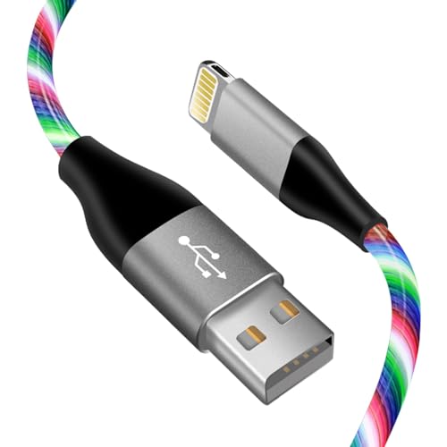 LED Light-Up i Phone Charging Cable – MFi Certified 6 FT USB A to Lightning Fast Charger for i Phone 13, 12, 11, X, XS, XR, 8, 7, 6 S, 5 S, i Pad, i Pod Touch (Durable Purple Design) – Effortless Monitoring & Enhanced Speed