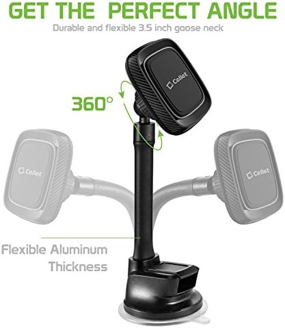 Universal Magnetic Car Phone Mount Holder with Flexible Goose-Neck for Enhanced Navigation – Compatible with i Phones, Samsung Galaxy, LG, Motorola, Google Pixel – Effortless Installation & Optimal Viewing Angle for Driving Safety