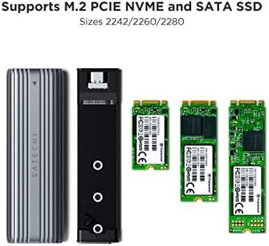 Satechi USB-C Aluminum M.2 SSD Enclosure: Tool-Free Design, 10 Gbps Data Transfer, Compatible with NVMe/SATA SSDs up to 4 TB, Enhanced Portability and Performance for On-the-Go Professionals