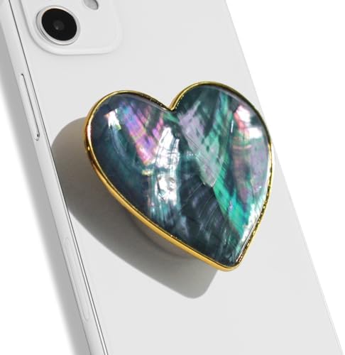 Chic Natural Seashell Heart-Shaped Phone Grip and Stand – Elegant Crème Mobile Accessory for Smartphones and Tablets – Ideal Collapsible Holder for Trendsetters Seeking Style and Functionality – Durable, Portable Design for Effortless Hands-Free Viewing