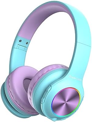 Vibrant Power Locus PLED Kids Bluetooth Headphones – Safe Volume Control (74/85/94 d B), Fun LED Lights, Hi-Fi Sound, Built-in Microphone & Multi-Connectivity for Travel, Learning & Play – Perfect Over-Ear Design for Children