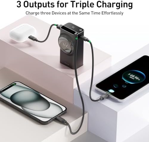 Ultimate i WALK 10000 m Ah Power Bank – 30 W Fast Charging USB-C Portable Charger with Integrated 2.3 ft Retractable Cable, Triple Output Ports for i Phone 16/15, Samsung Galaxy S25/24, and i Pad – Compact, Durable, and Travel-Ready Charging Solution
