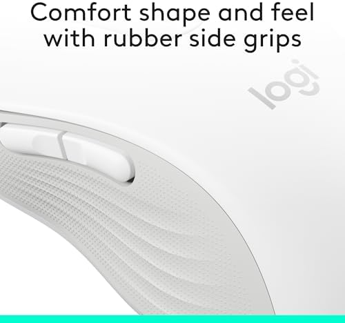 Logitech Signature M650 L Wireless Mouse for Large Hands – Ergonomic Comfort, 2-Year Battery Life, Silent Click Technology, Customizable Functions, Bluetooth Compatible with PC/Mac/Chromebook – Elegant Off White Finish for Professional & Casual Use
