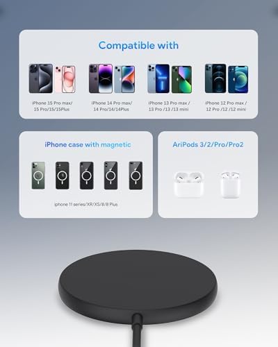 Revolutionize Your Charging Routine with the Magnetic Wireless Charger Duo – Fast Charging Pad Set for i Phone 16/15/14/13 & Air Pods Pro 2 – Effortless Mag Safe Compatibility with Elegant Design for a Clutter-Free Experience