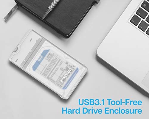 Ineo USB 3.1 Type C Tool-Less External Hard Drive Enclosure for 2.5 Inch SATA HDD & SSD – Fast UASP Supported Storage Solution for 7 mm & 9.5 mm Drives – Lightweight, Portable Design in Elegant White Finish for Enhanced Data Management Efficiency