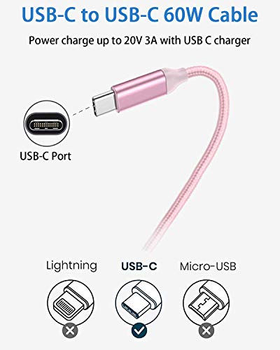 Fast Charging USB C to USB C Cable – 10 ft Braided Type C Charger Cord (2-Pack) for i Phone 15 Series, i Pad Pro/Air, Mac Book Air, Samsung Galaxy S23/S22/S21, Note 20 & PS5 – 60 W Power Delivery, Durable & Tangle-Free Design for Maximum Flexibility and Enhanced Compatibility