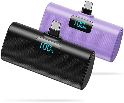 Dual-Pack Portable Power Bank for i Phone 16 Series – 5200 m Ah Fast Charging USB-C Battery Pack with Built-in Connector for i Phone 16/16 Plus/16 Pro/16 Pro Max/15 Series, Samsung & Android Devices – Lightweight Travel Charger for On-the-Go Convenience