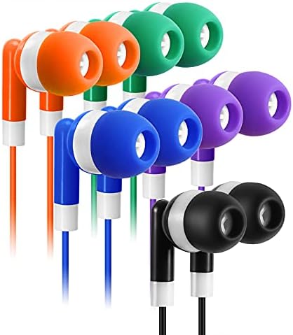 Vibrant 30-Pack Kids Earbuds – Wired In-Ear Headphones in 5 Fun Colors (Black, Blue, Orange, Green, Purple) – Ideal for i Pads, Macs, PCs & Fitness Gear – Perfect for Classrooms & Group Activities with Enhanced Compatibility and Sound Quality